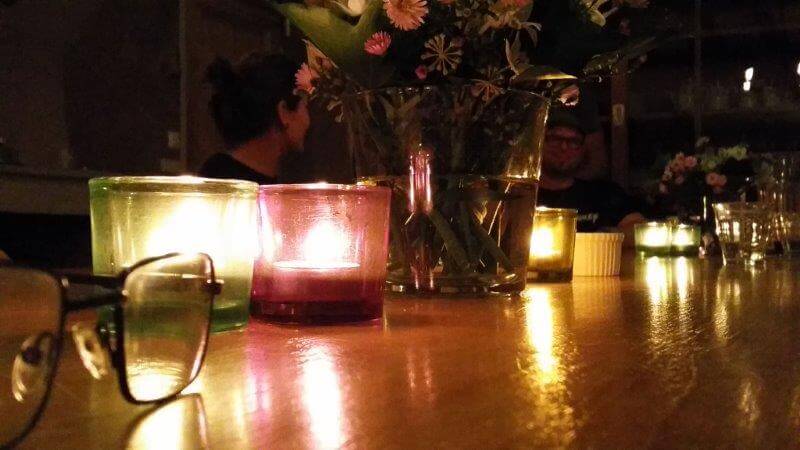 Night talk in a table with candle lights